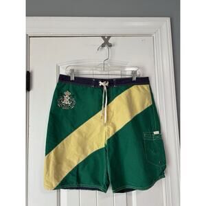 POLO‎ Ralph Lauren Green And Yellow Board Shorts Nylon Size 32